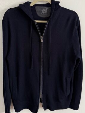Raffi Atlas Merino Zip Hoodie. Navy. Size M.